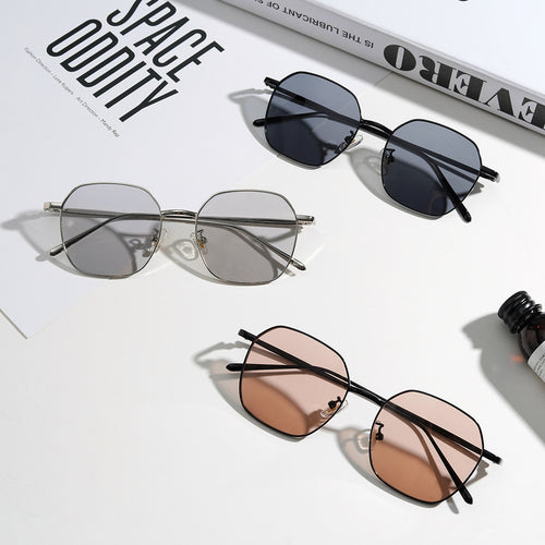 Women geometric sunglasses with modern metal frame Bowlift