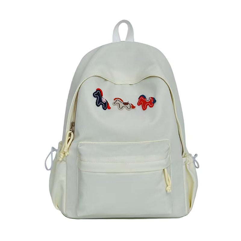 Playful Embroidered Animal Design Backpack Bowlift