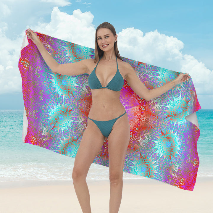 Beach towel with vibrant tropical plant motif Bowlift