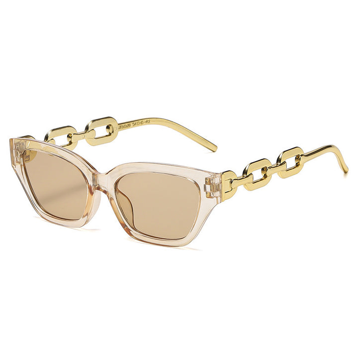Luxe Fashion Cat Eye Sunglasses with Statement Chain Bowlift