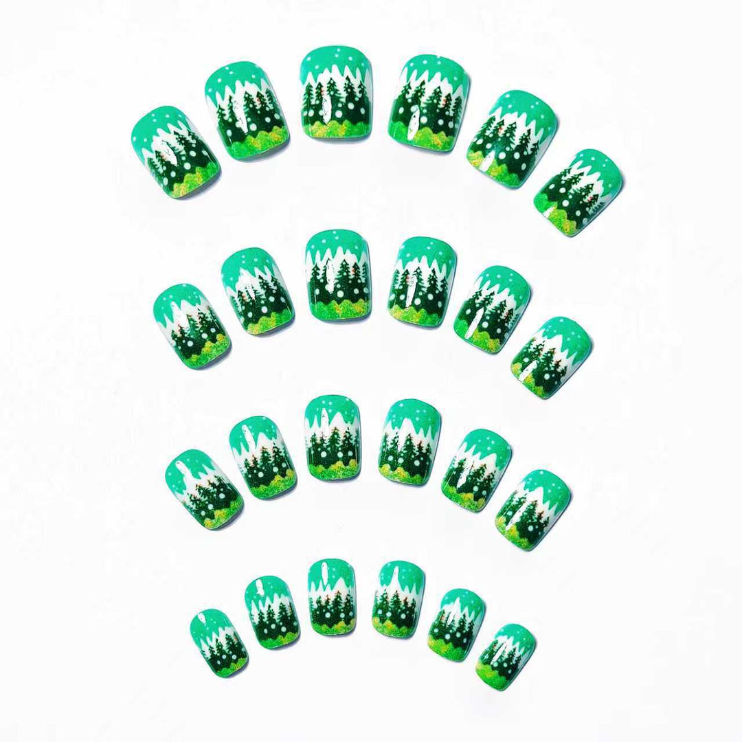 Festive Winter Forest Nail Art Bowlift