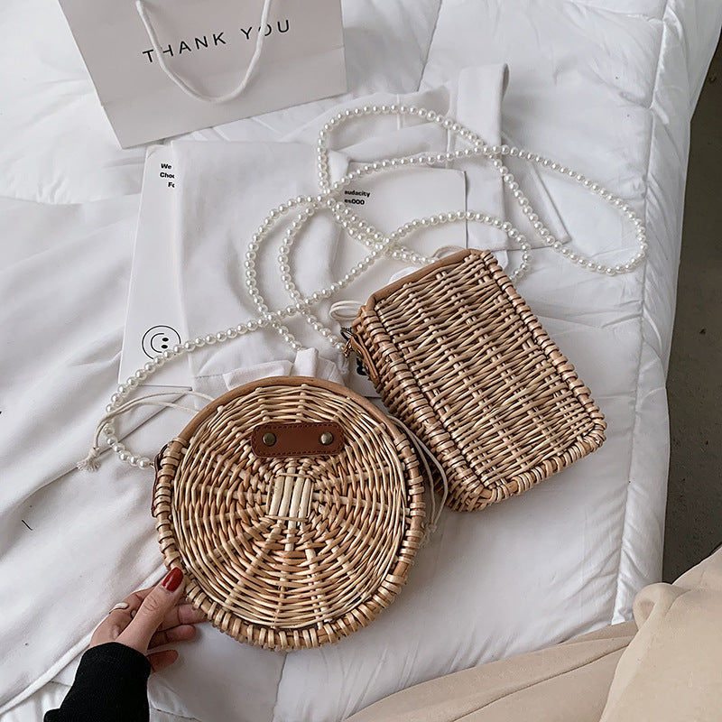 Women's Pearl Necklace Basket Bag Bowlift