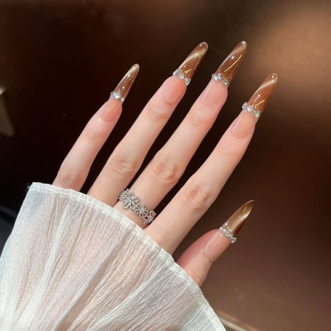 Glamorous Long Stiletto Press-On Nail Extensions Bowlift 1787316087