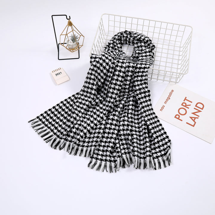 Ladies elegant scarf with houndstooth pattern Bowlift