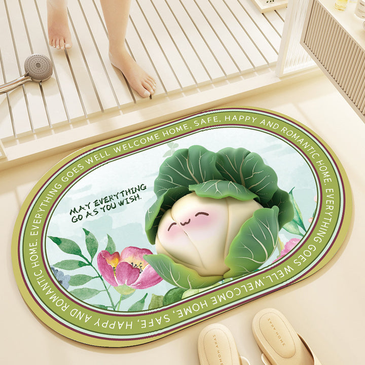 Whimsical Cabbage-Themed Welcome Mat Bowlift