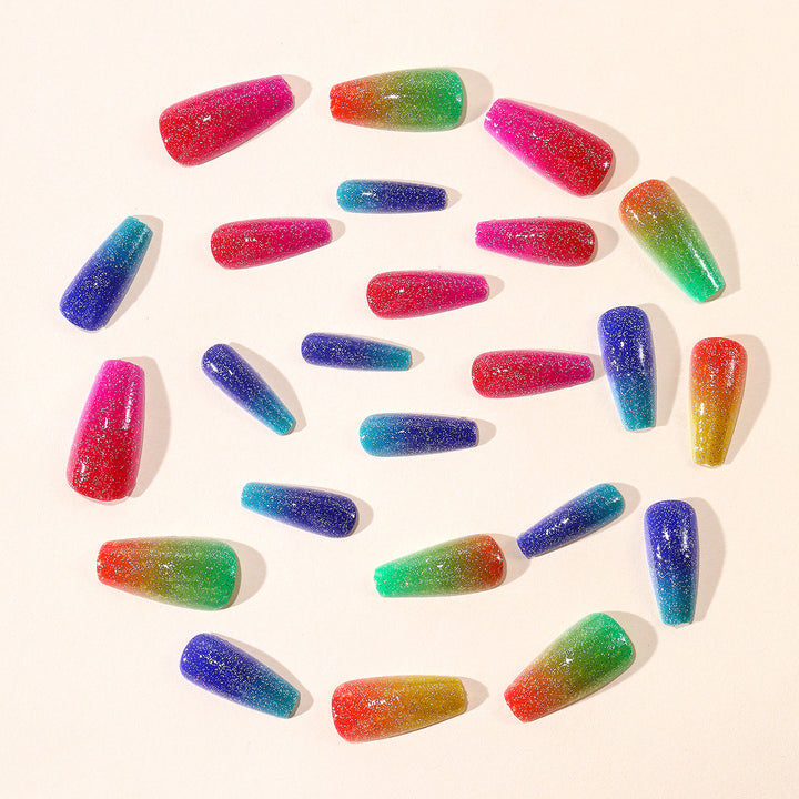 Vibrant Glitter Gradient Acrylic Nail Art Extensions Bowlift