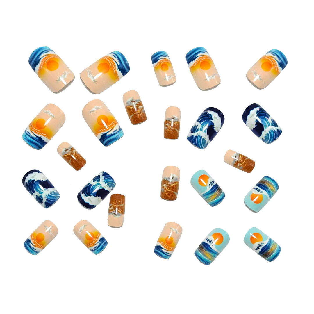 Artificial nails with dreamy summer design Bowlift