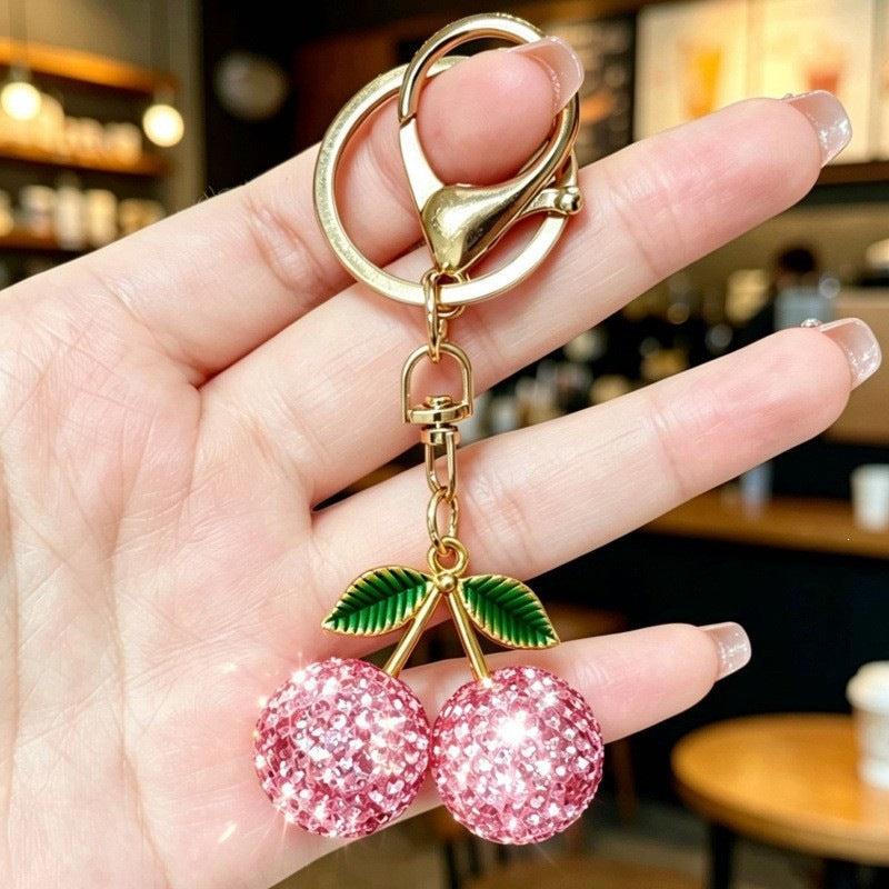 Glamorous keychain with sparkling cherries Bowlift