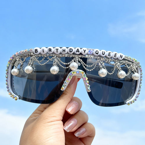 Decorative Pearl and Rhinestone Sunglasses Bowlift