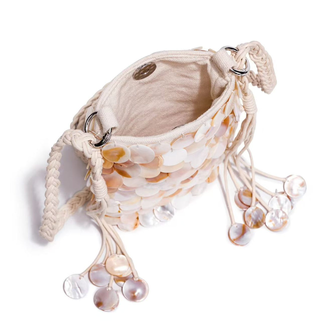 Elegant Shell-Embellished Crossbody Bag Bowlift