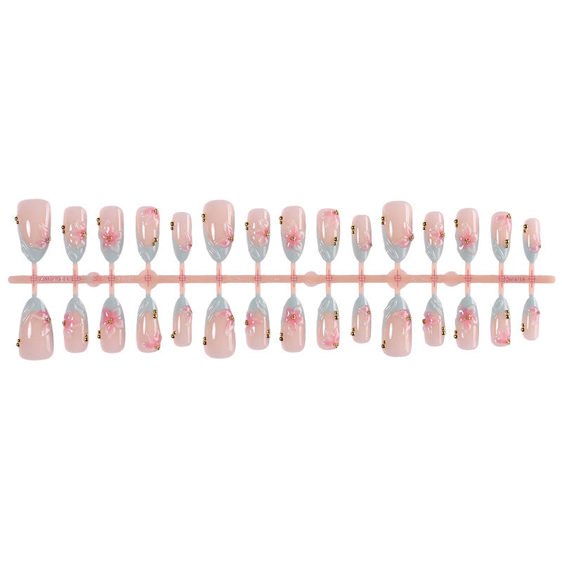 Premium Floral Press-On Nail Set Bowlift