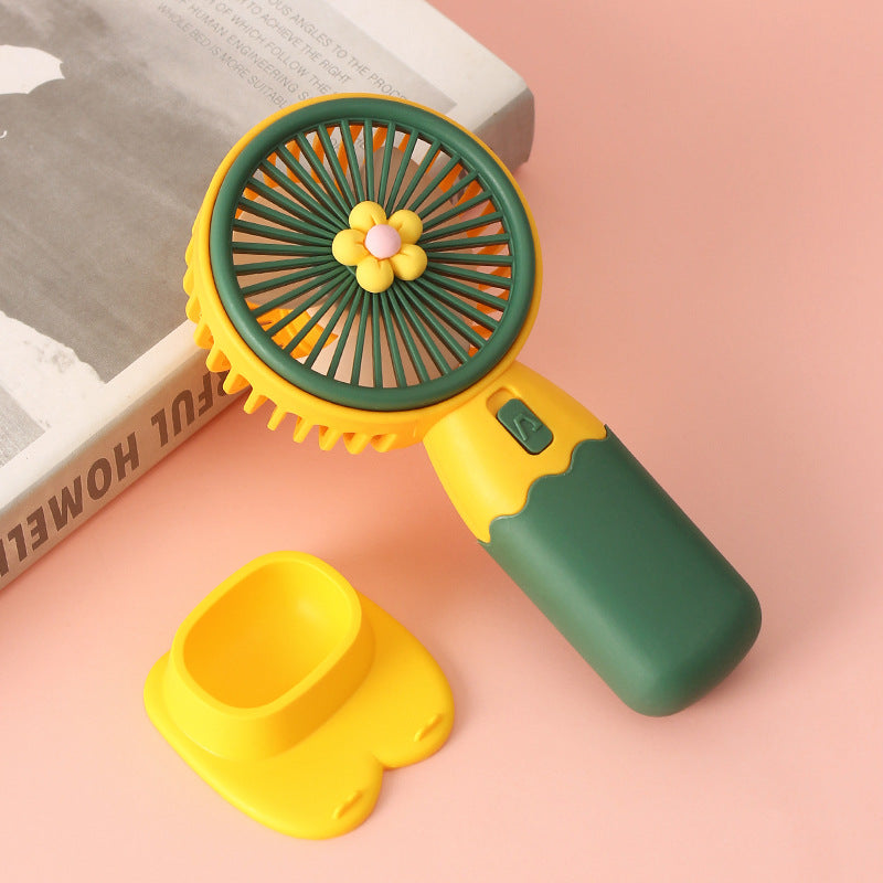 Women Portable Hand Fan with Floral Design Bowlift