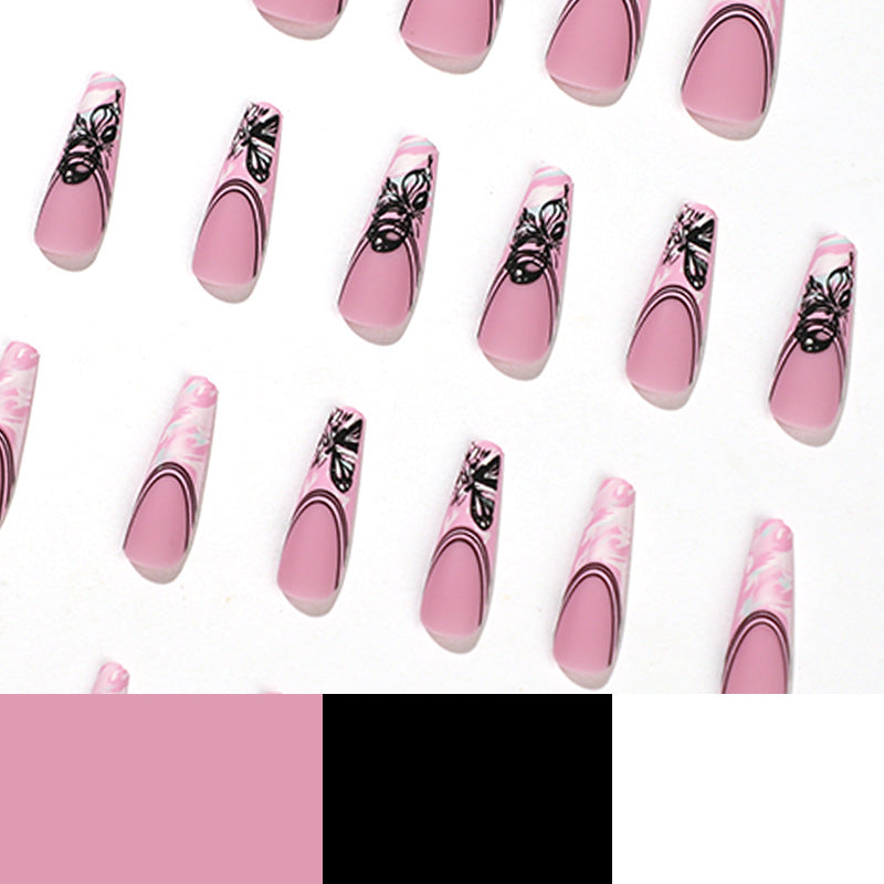 Artificial nail art with delicate butterfly designs Bowlift