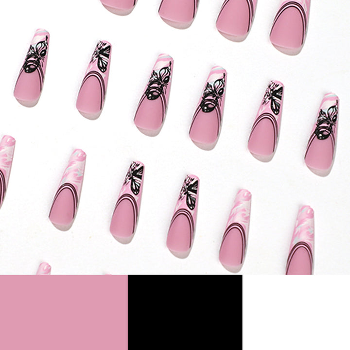 Artificial nail art with delicate butterfly designs Bowlift