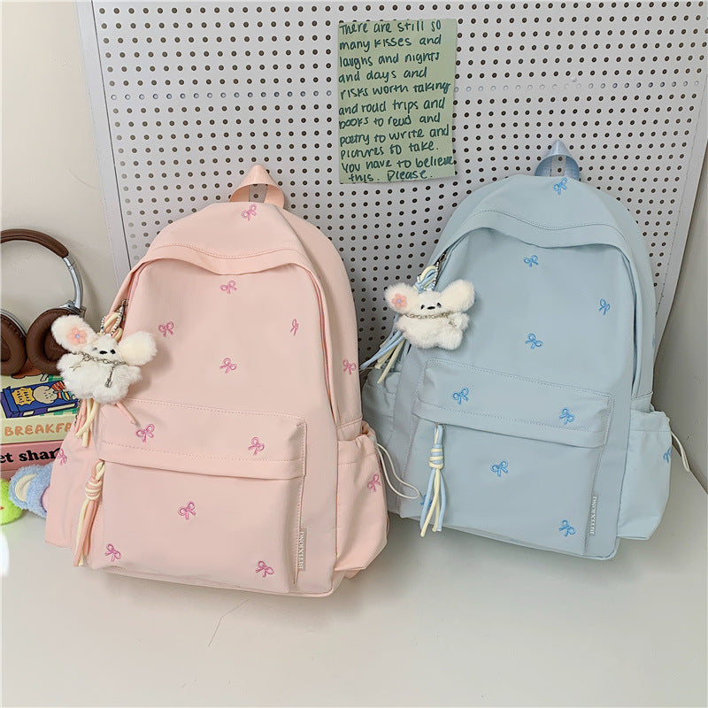 Backpack with Charming Bow Design and Practical Compartments Bowlift