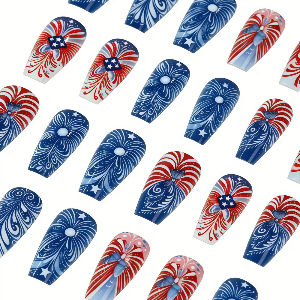 Patriotic design artificial nails Bowlift