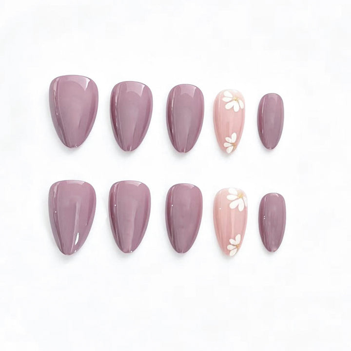 Elegant Floral Press-On Nail Tips Bowlift