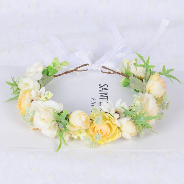 Handmade Romantic Artificial Flower Crown Headband for Bridal and Festival Bowlift