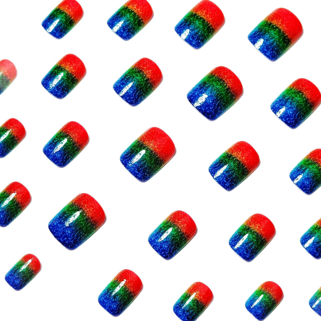 Creative Gradient Colorful Nail Art with Glitter Effects Bowlift