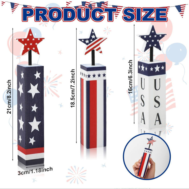 Unisex decorative wooden column decor set with star toppers and glitter surface Bowlift