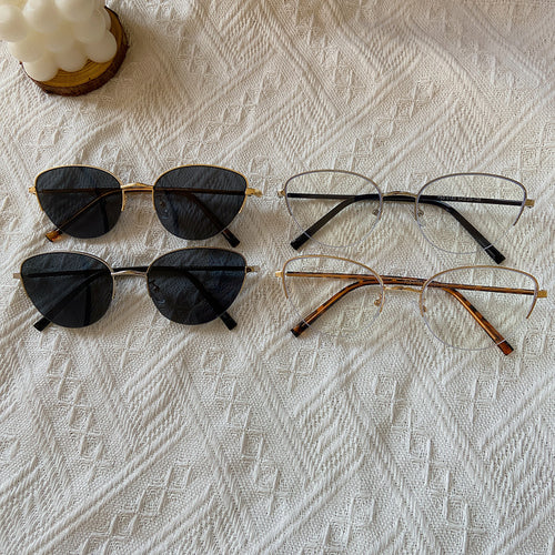 Fashionable Cat-Eye Sunglasses with Fine Metal Frame Bowlift