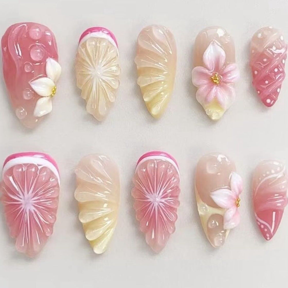 Elegant Artificial Nails with Botanical Designs Bowlift