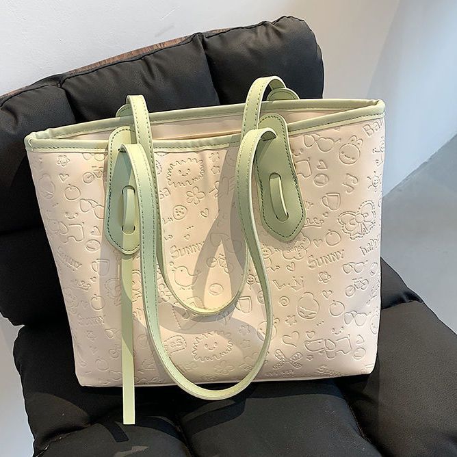 Embossed Pattern Shoulder Tote Bowlift