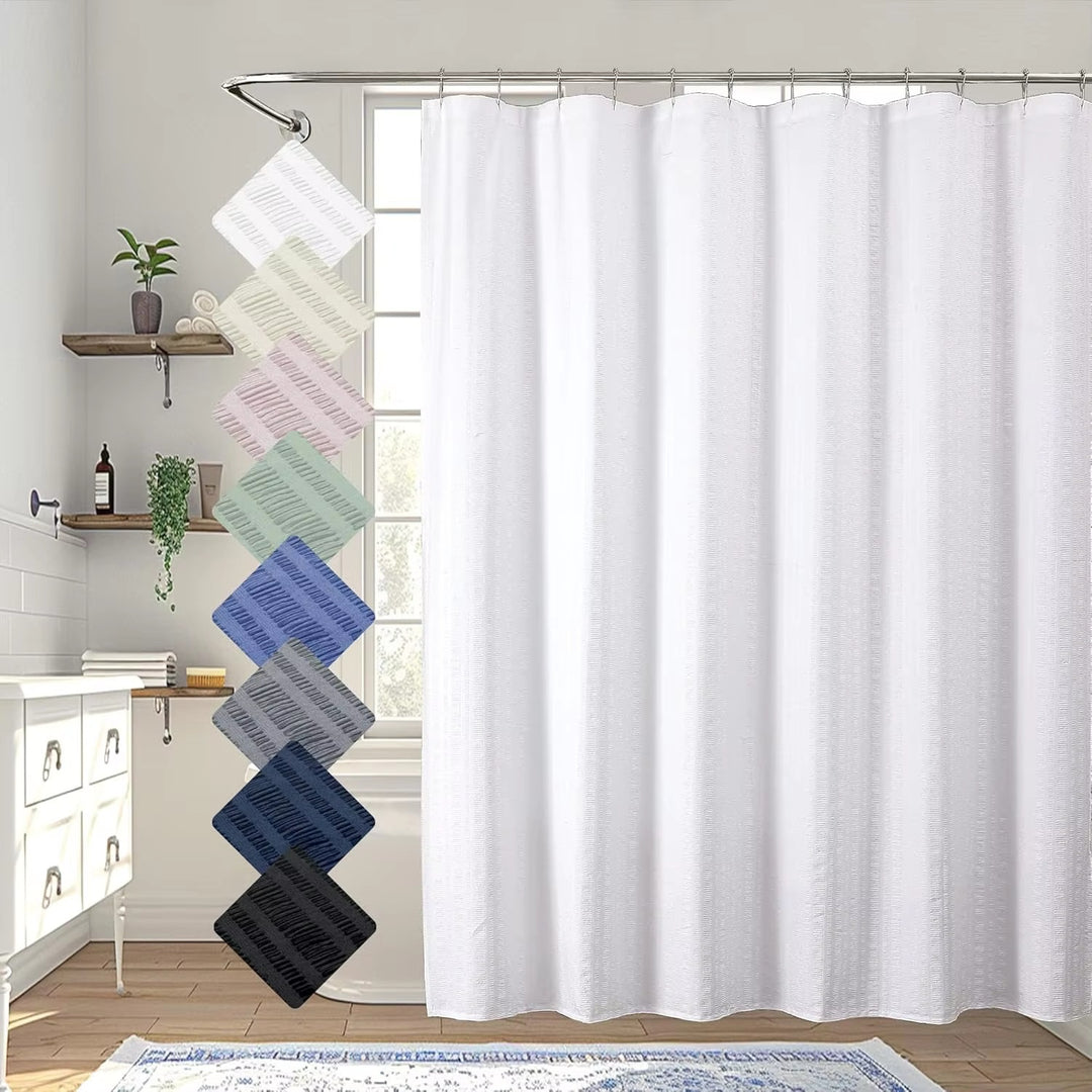 Premium Textured Shower Curtain Bowlift