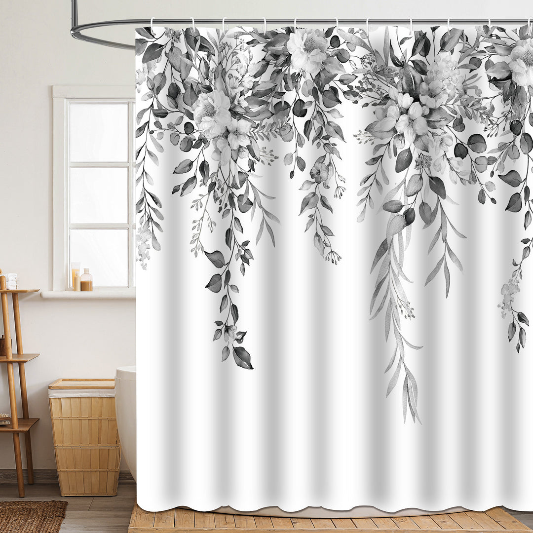 Floral Patterned Bathroom Shower Curtain Bowlift