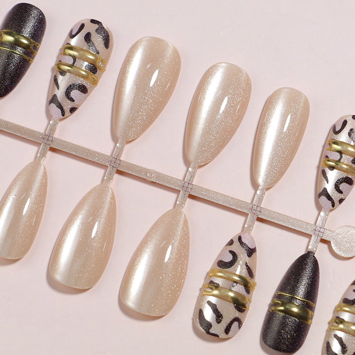 Artistic Press-On Nail Set with Contemporary Patterns Bowlift