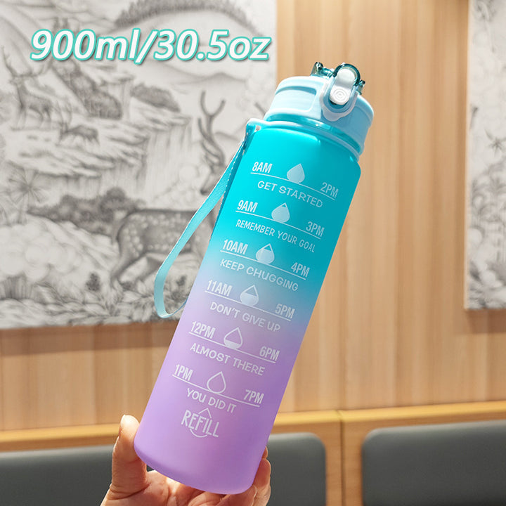 Women Motivating Water Bottle with Integrated Time Markers Bowlift