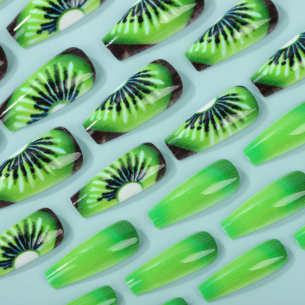 Creative artificial nails with kiwi motif Bowlift