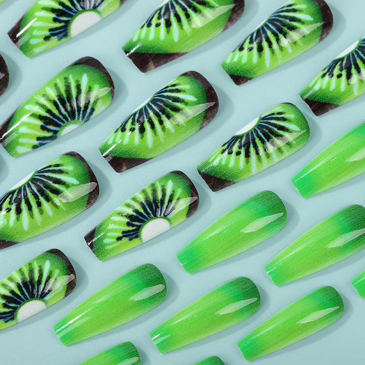 Creative artificial nails with kiwi motif Bowlift