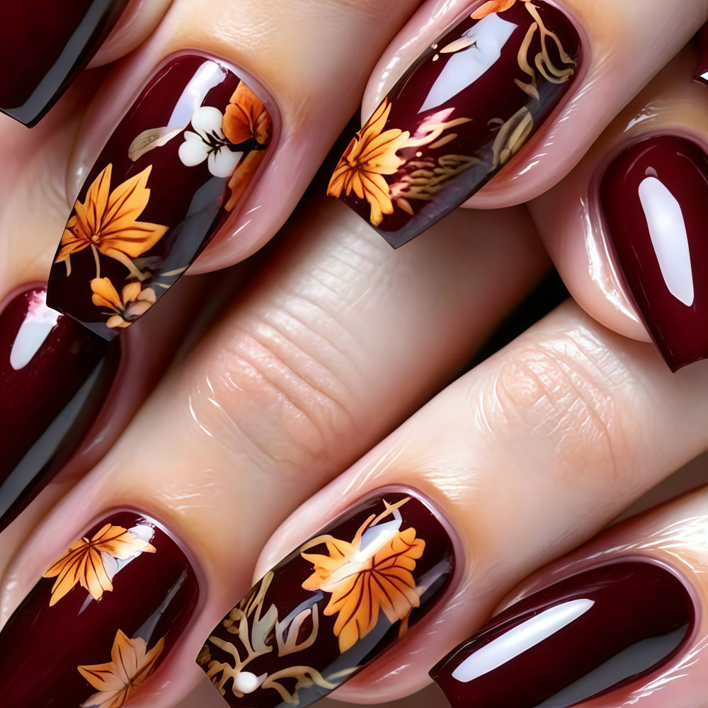 Artificial nails with floral autumn design Bowlift