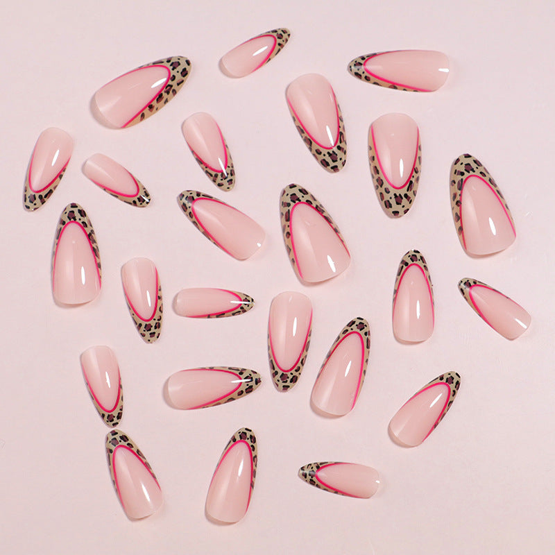 Artistic Stiletto Press-On Nail Set with Leopard Print Accents Bowlift