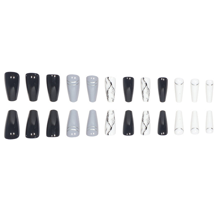 Artistic French Tip Press-On Nails Bowlift