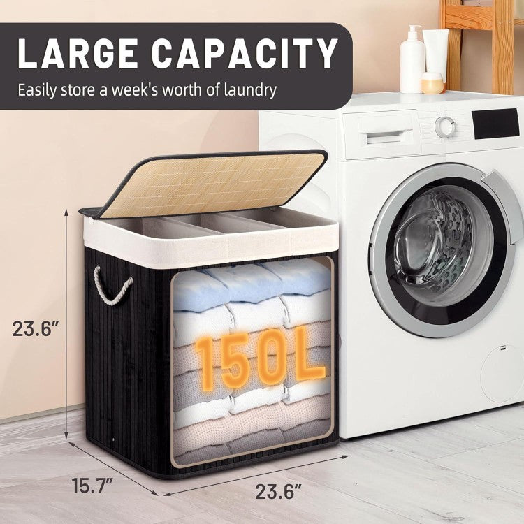Bamboo Laundry Sorting Bin with Various Compartments Bowlift