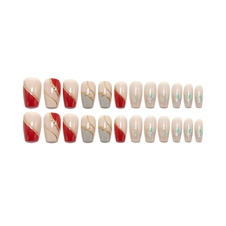 Artificial nails with elegant gold pattern Bowlift