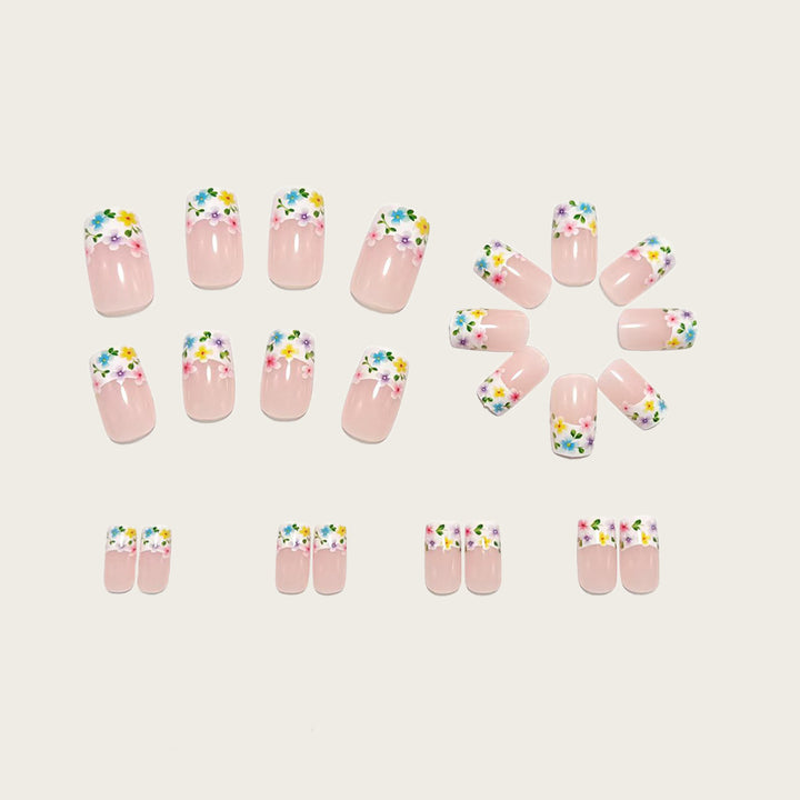 Artificial nails with floral applications Bowlift