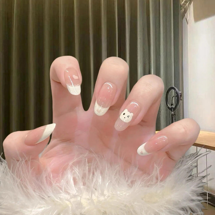 Artificial nails with elegant French tip design Bowlift