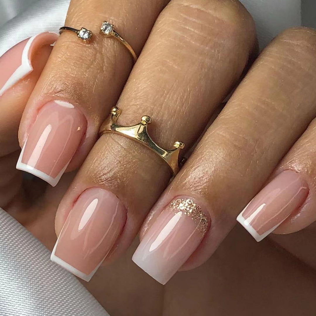Artistic nail extensions with French design Bowlift