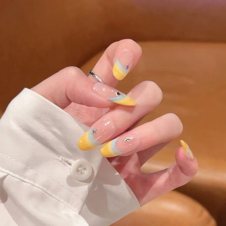 Stylish Press-On Nail Set with Unique Colorful Design Bowlift