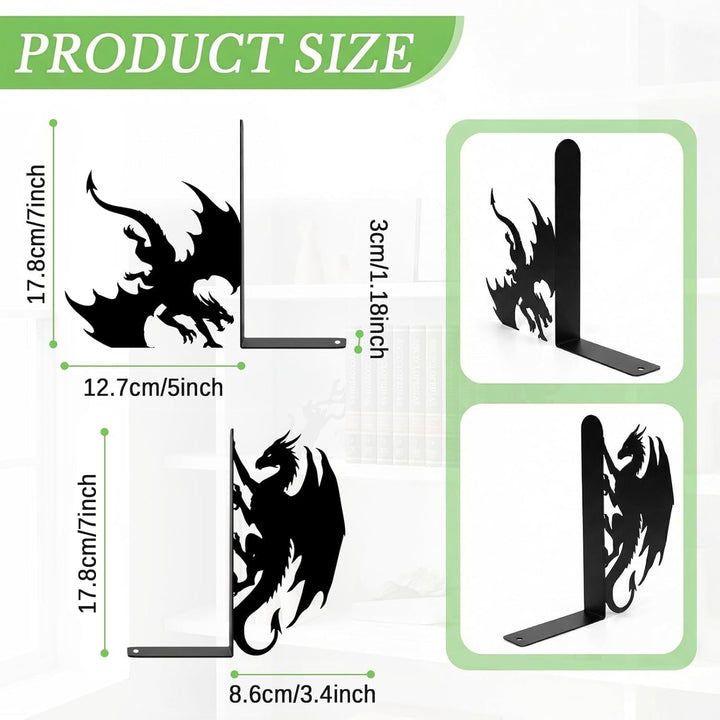 Dragon-Themed Metal Bookends