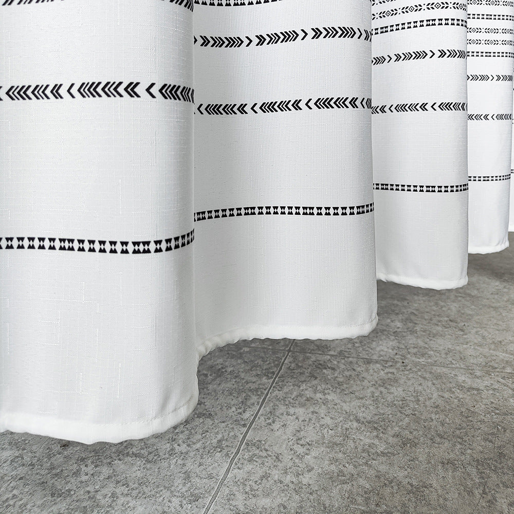 Textured Striped Shower Curtain Bowlift