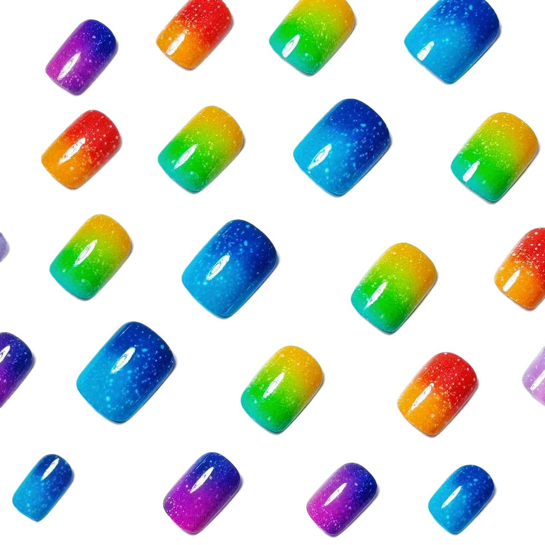 Glittered Rainbow Ombre Nail Art Bowlift