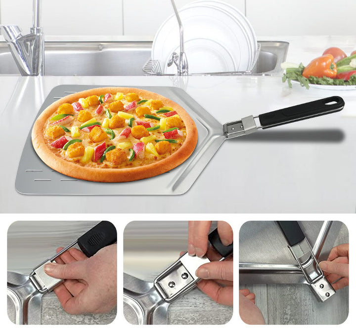 perforated stainless steel pizza peel with folding handle Bowlift