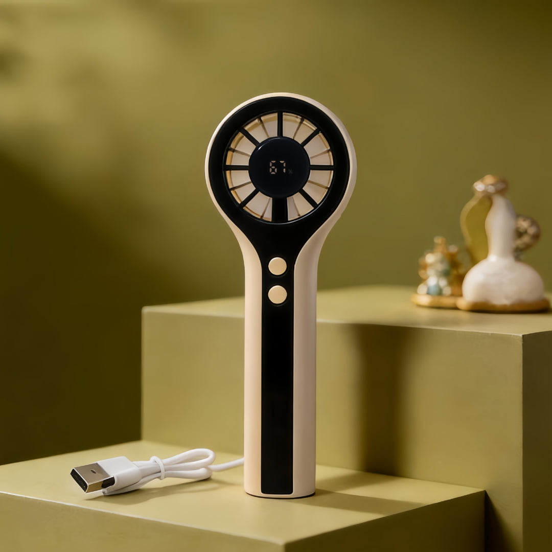Women's Portable Handheld Fan with Digital Temperature Display Bowlift 1782398189