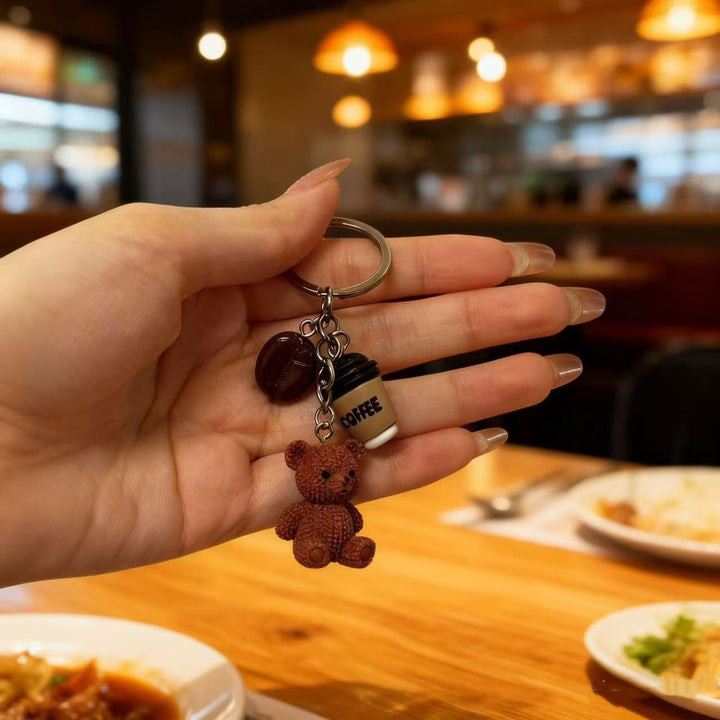 Playful keychain with bears and drink Bowlift
