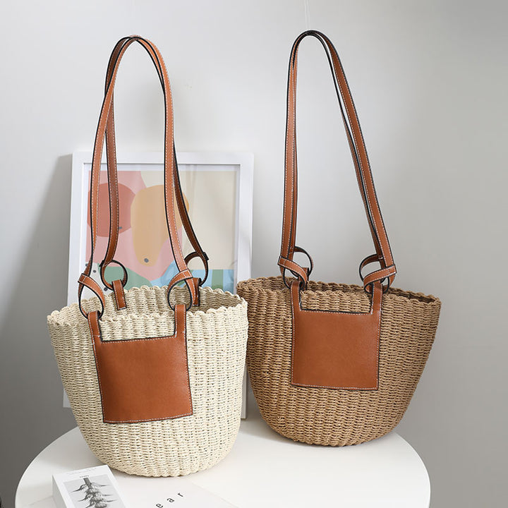 Basket bag with elegant leather detail Bowlift