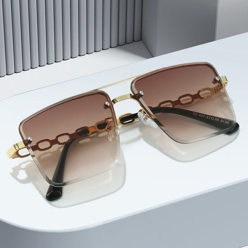 Women's Square Sunglasses with Elegant Chain Structure Bowlift
